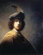 Self-Portrait with Plumed Beret Rembrandt